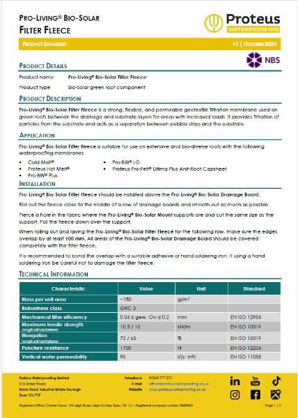 Product Data Sheet - Pro-Living® Bio-Solar Filter Fleece