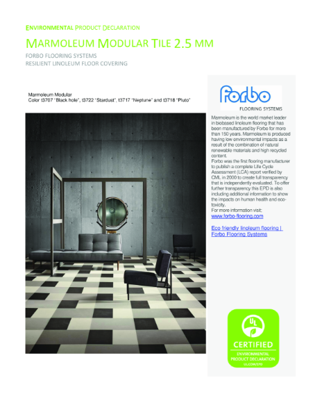 Marmoleum Modular Lines Shade Marble Colour Environmental Product Declaration 