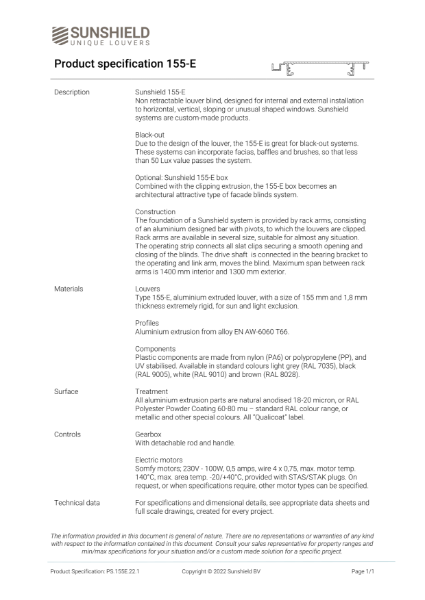 Product specification 155-E