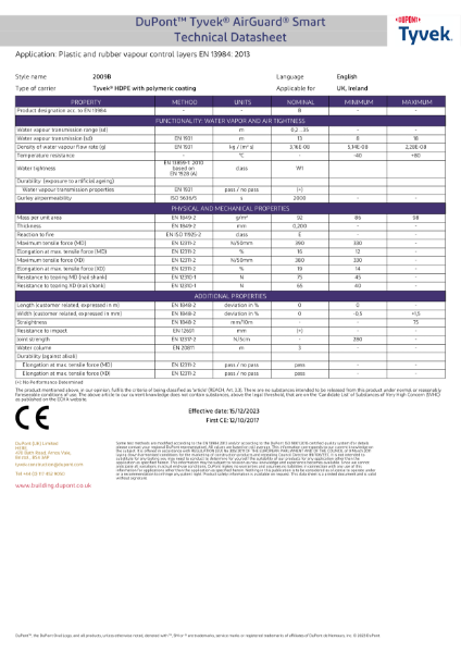 DuPont™ Tyvek® AirGuard® Smart - Technical Datasheet