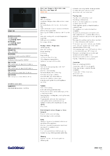 GS221100 Product Specification Sheet