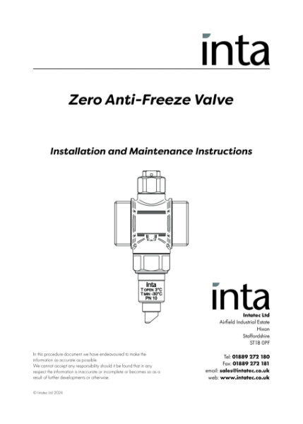 Zero Anti-Freeze Valve IOM