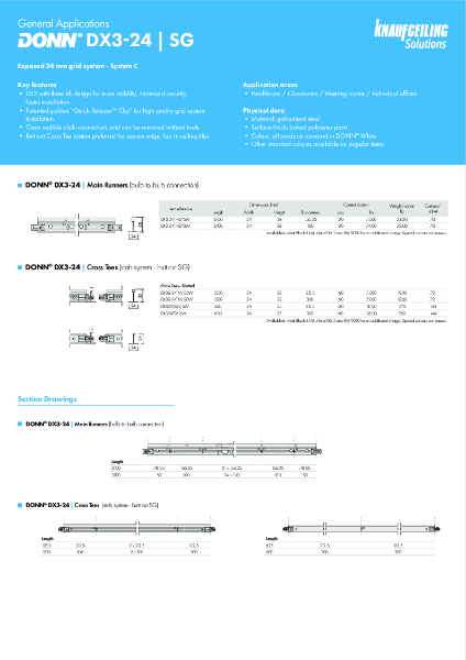 DONN® DX3-24 | SG exposed 24 mm grid, System C - Data Sheet