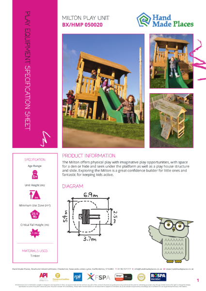 Milton Play Unit Specification Sheet