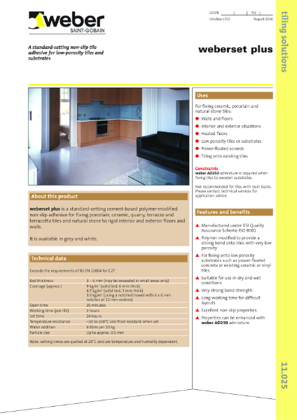 weberset plus - Technical datasheet