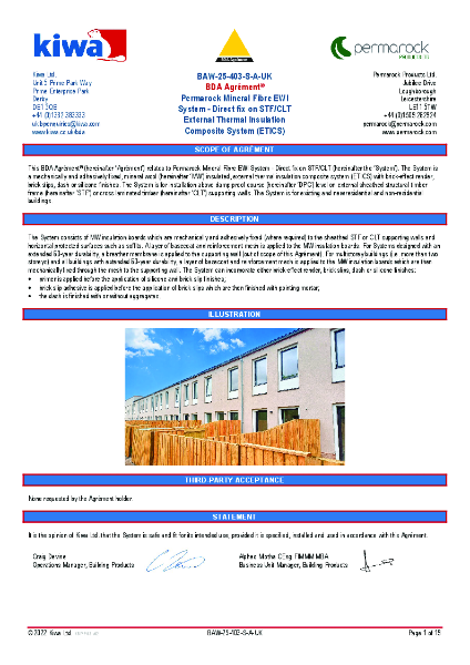 Permarock Mineral Fibre EWI System - Direct fix on STF/CLT