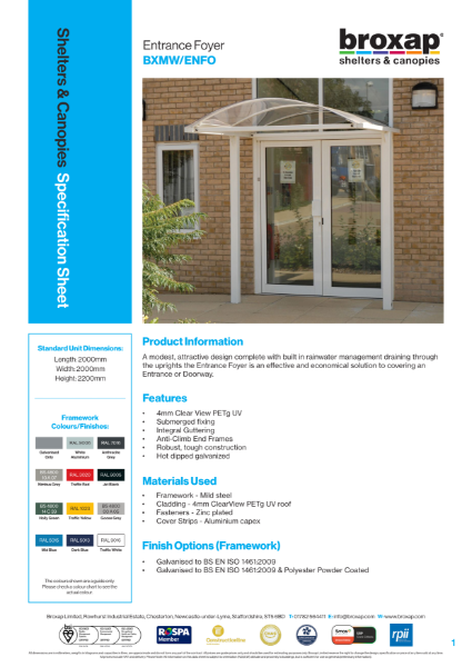 Entrance Foyer Specification Sheet