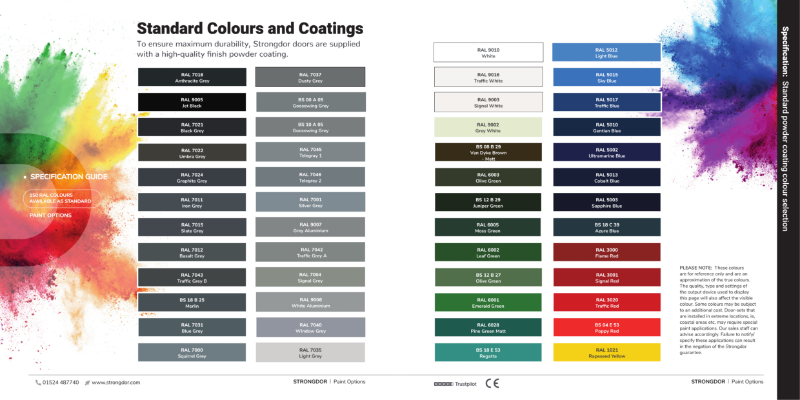 Strongdor: Standard Colours and Coatings