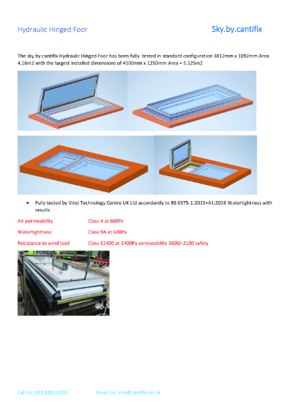 Cantifix Hydraulic Hinge  roof - summary specification brochure