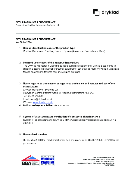 DryKlad DECLARATION OF PERFORMANCE