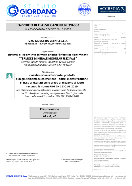 BS EN 13501-1 AlivaFlex direct fix A2,s1,d0