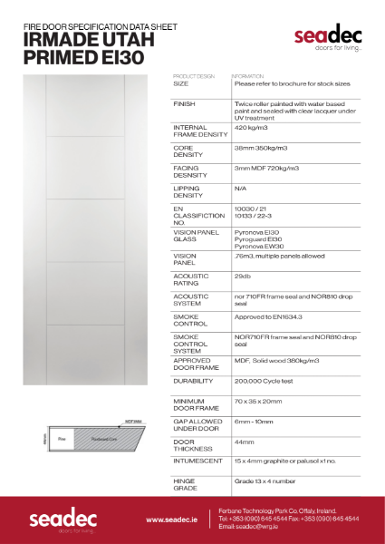 Utah primed data sheet