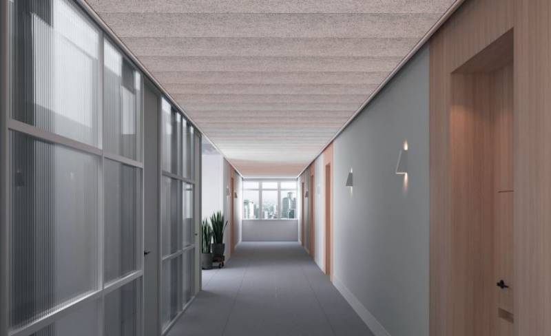 HERADESIGN® Corridor Donn DXE 35/70 - Wood wool acoustic ceiling/ wall panel