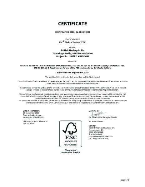 Chain of Custody Certification