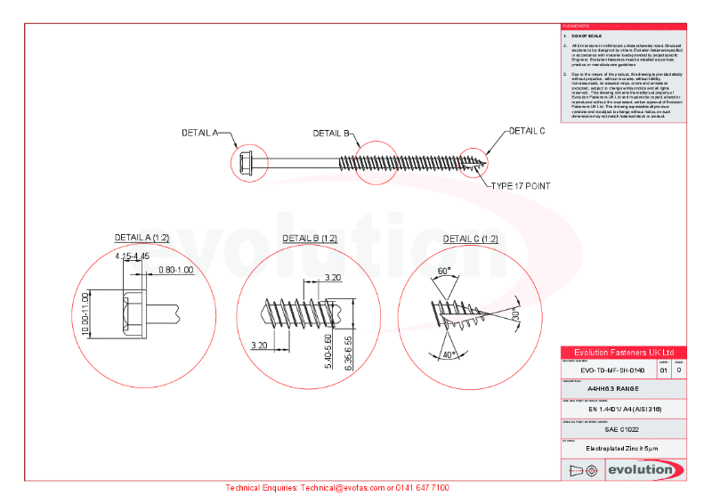 EVO-TD-MF-SH-0140-O - A4HH Range Drawing