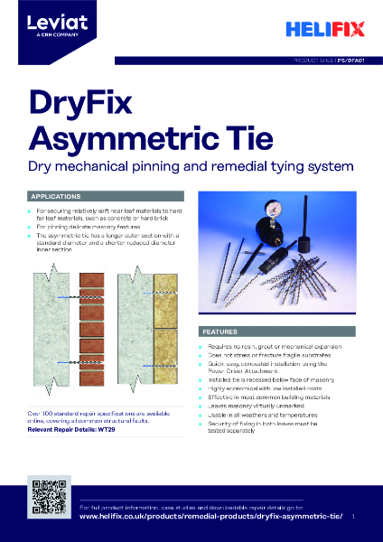 Leviat Helifix Product Sheet - DryFix Asymmetric Tie