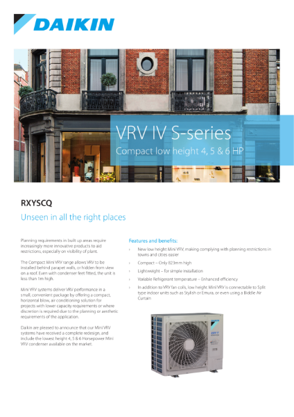 RXYSCQ-T (Mini VRV Compact R410a) Data Sheet