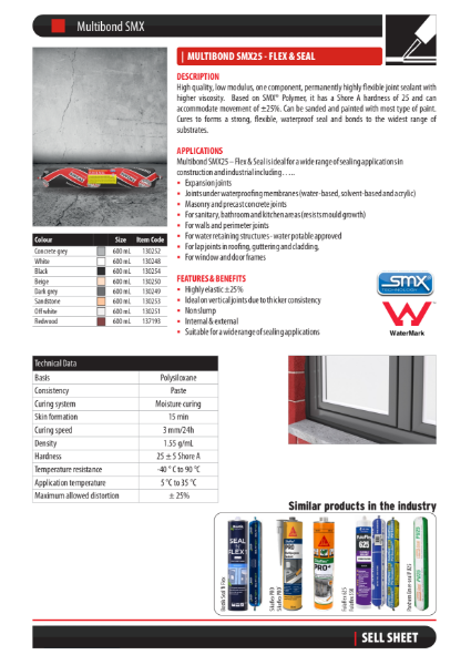 Multibond SMX25 Flex & Seal - Sell Sheet