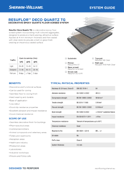 Resin flooring Resuflor Deco Quartz TG screed system