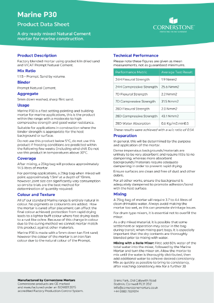 Marine P30 - Product Datasheet