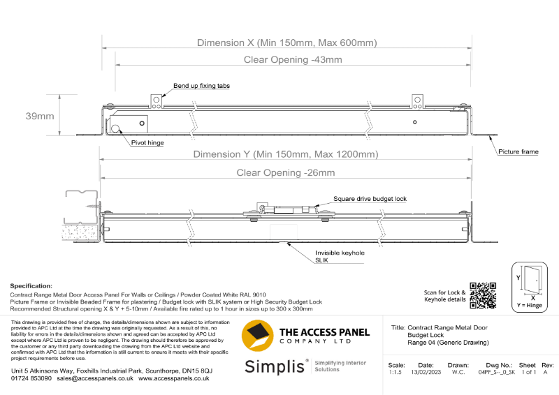 Contract Range Metal Door Technical Drawing