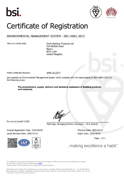 BSI Certificate of Registration ISO 14001:2015