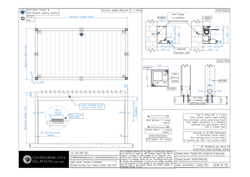CB - Prestige Pod | General Arrangement & Mounting | Louvered Roof