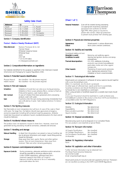 Safety Data Sheet - MDF