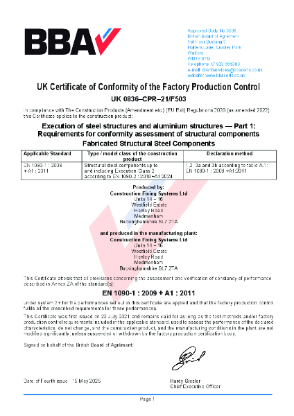 BBA Agrément Certificate