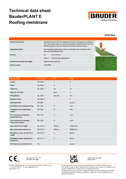 BauderPLANT E Root Resistant Capping Sheet