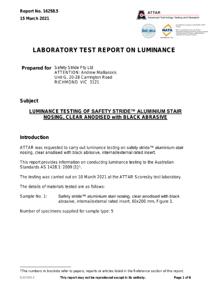 M Series Clear Anodised with Black Abrasive Insert [LUMINANCE REFLECTANCE TEST]