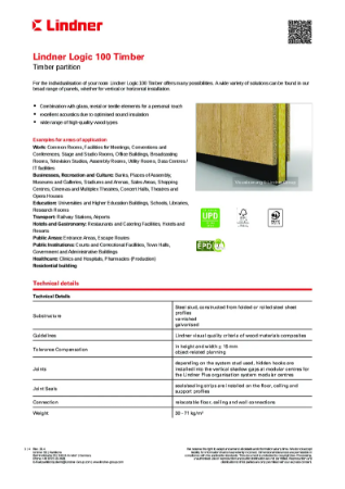 Lindner Logic 100 Timber - Data sheet