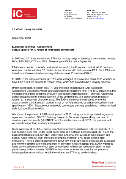 European Technical Approval (ETA) BSF Connectors