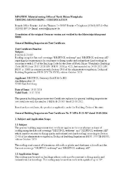 Reaction to Fire Classification