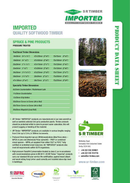 Imported Quality Softwood Data Sheet