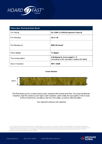 Hoardfast Firescreen Floor-to-Ceiling - Data Sheet