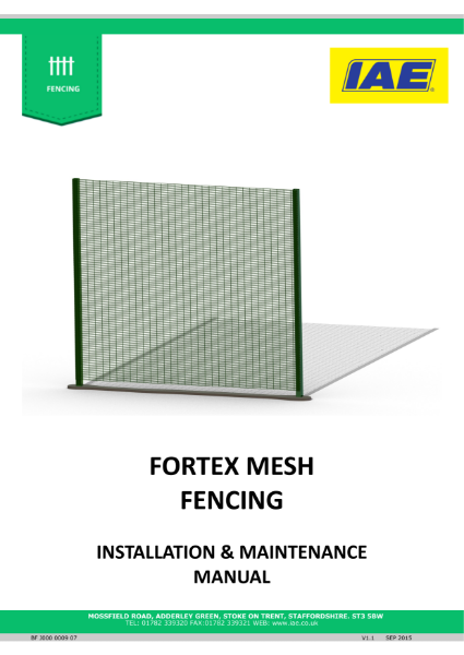 Fortex Prison Mesh/ Anti Climb - Installation and maintenance manual