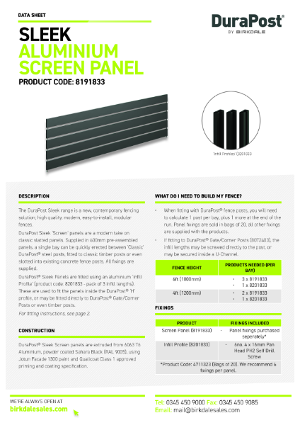 DuraPost Sleek Screen Panel