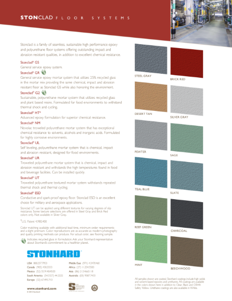 Stonclad Resin Flooring System Colour Sheet