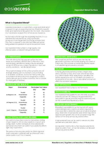 Expanded Metal Surface Technical Specification