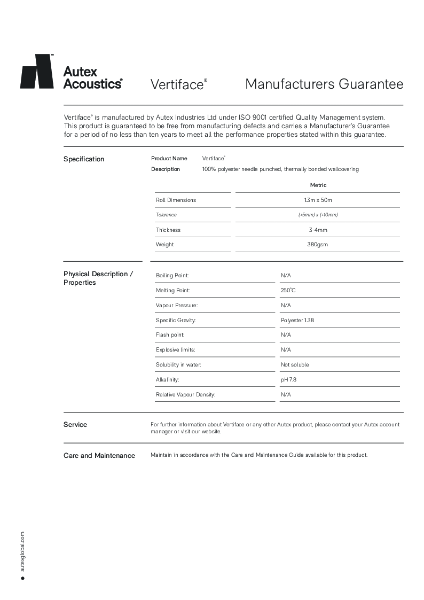 Vertiface Manufacturers Warranty