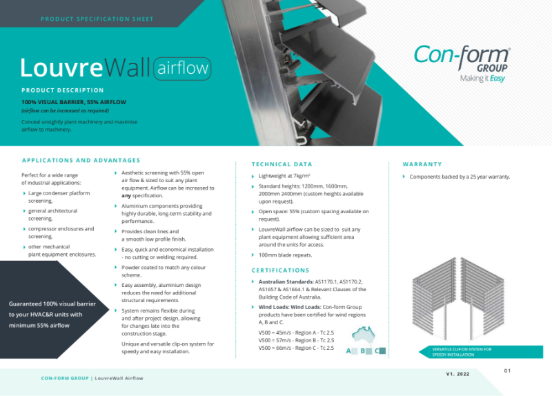 LouvreWall airflow Product Data Sheet
