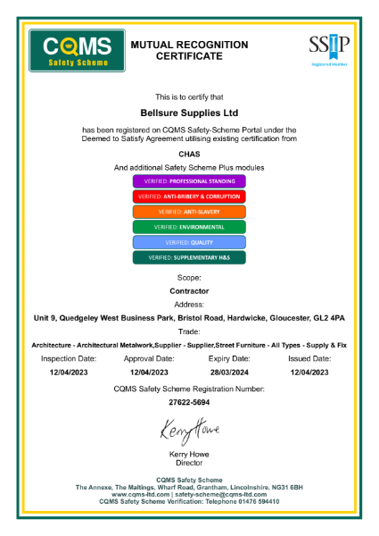 CQMS Mutual Recognition Certificate