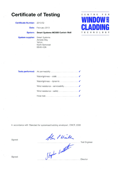 CWCT - Certificate of Testing