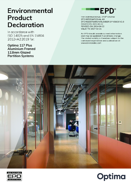 Environmental Product Declaration - Optima 117 Plus  
Aluminium Framed 12.8mm Glazed Partition Systems  