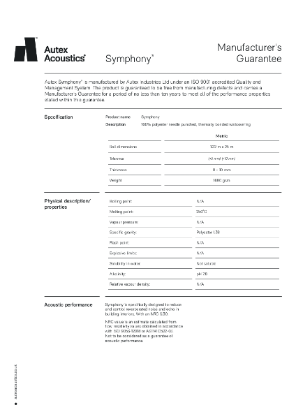 Symphony® Manufacturer's Guarantee