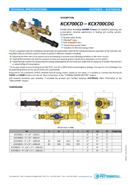 Technical Specifications KCX700CD – KCX700CDG