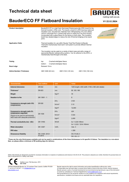 BauderECO FF - Technical Data Sheet