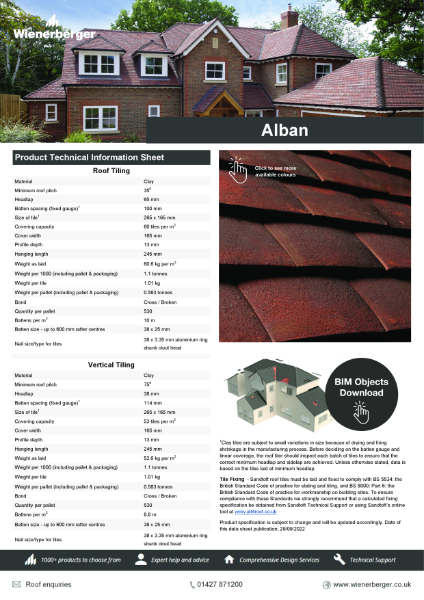 Alban Technical Data Sheet