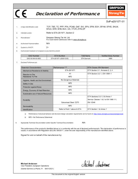 Declaration of Performance DoP-e20/1071-01